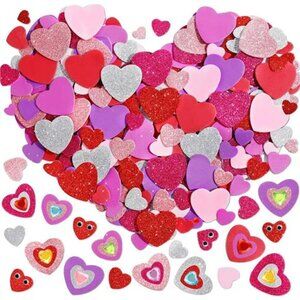 864 Pcs Valentines Stickers Foam Heart Stickers Self Adhesive Glitter Heart Shap